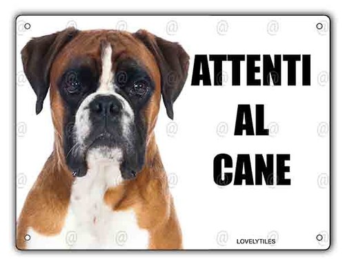 Cartello attenti cane boxer - attenti,
